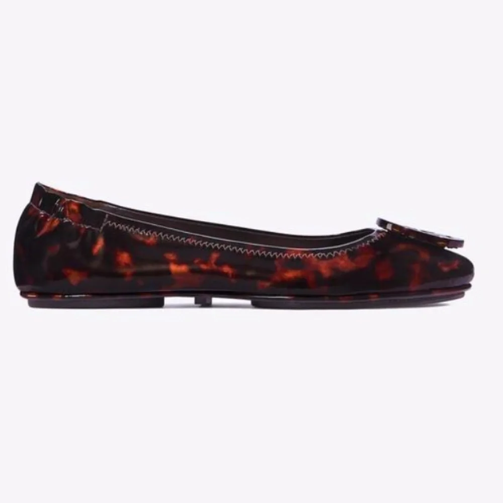 Tory Burch Tortoiseshell Patent Leather Minnie Travel Ballet Flat